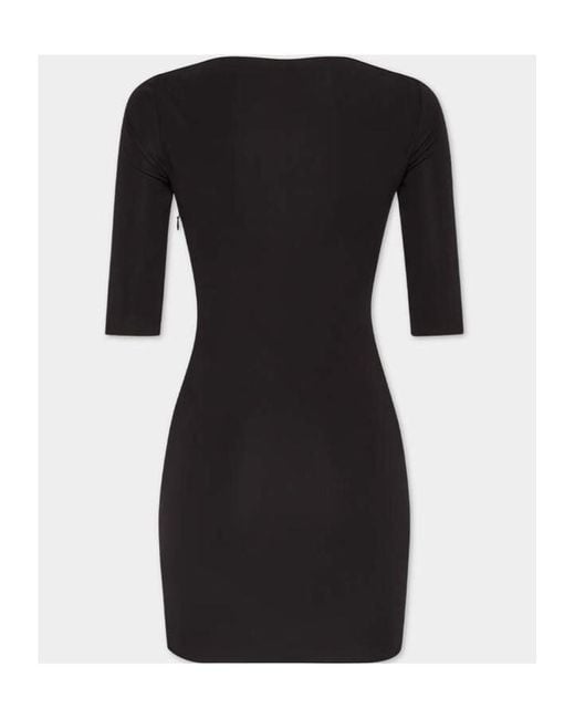 DSquared² Black Logo-Plaque Short-Sleeved Dress