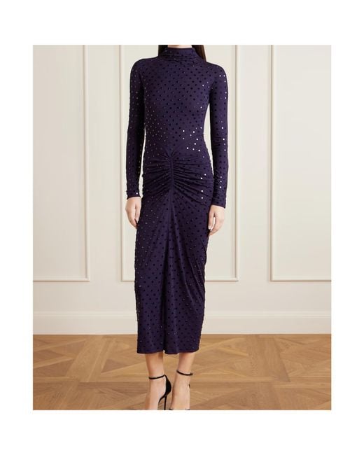 Alaïa Blue Crystal-Embellished Knitted Midi Dress