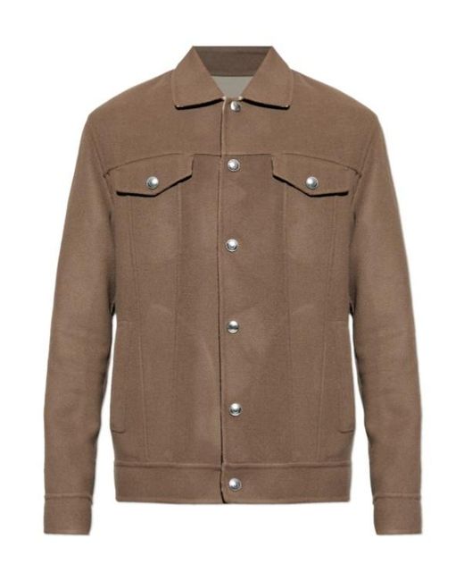 Eleventy Brown Snap-Button Wool Jacket for men
