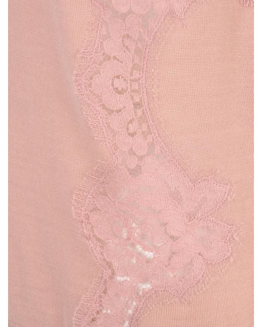 Dolce & Gabbana Pink Lace Detailed Knitted Vest