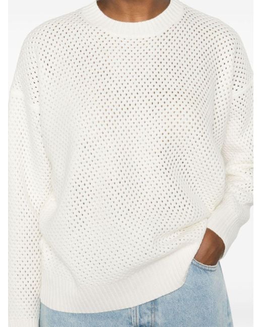 Fabiana Filippi White Open-Knit Crewneck Jumper