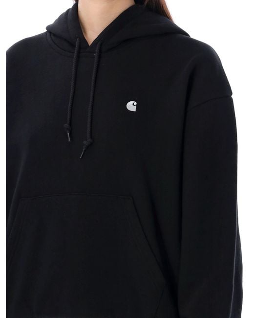 Carhartt Black Logo-Embroidered Drawstring Oversized Hoodie