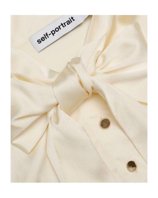 Self-Portrait Natural Pleated Lace-Trim Shirt Dress