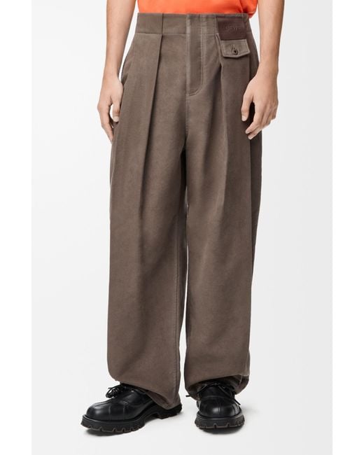 Loewe Brown Button Pleated Trousers for men