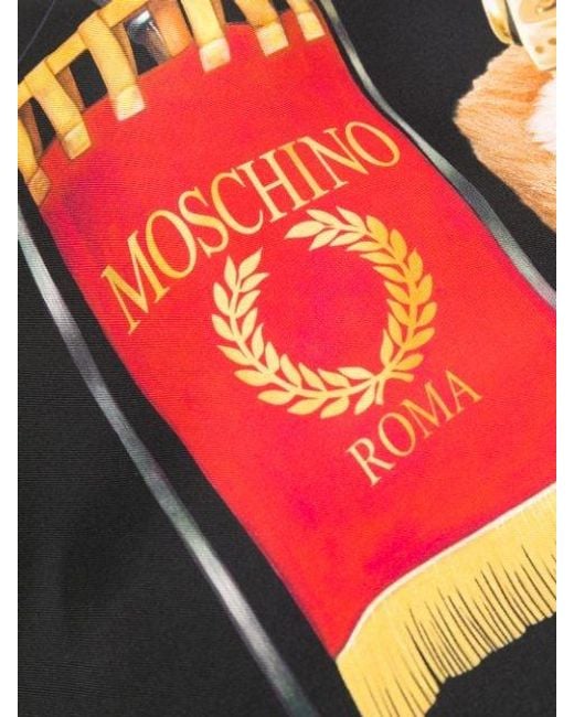 Moschino Black Roman Bear Printed Scarf