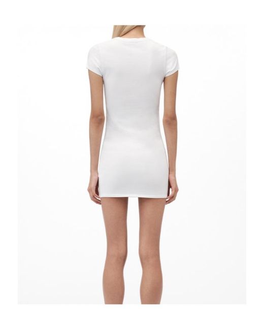 Alexander Wang White Logo-Print Mini Dress