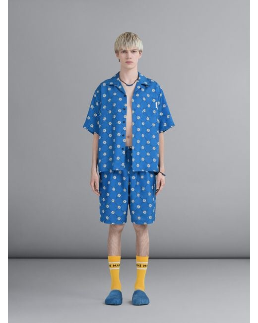 Marni Blue Gram Elastic Waist Bermuda Shorts for men