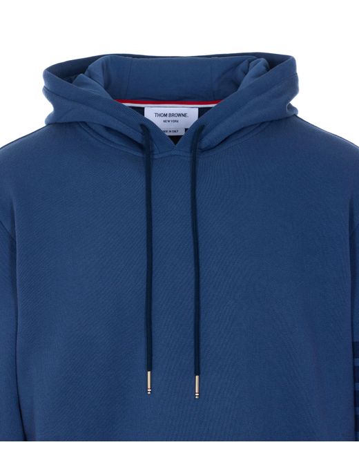 Thom Browne Blue Logo Patch Drawstring Hoodie for men