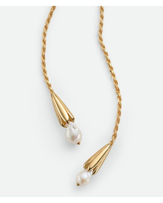 Bottega Veneta White Pearl Scarf Necklace