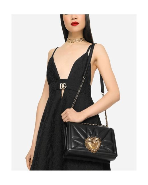 Dolce & Gabbana Black Logo Plaque Devotion Shoulder Bag