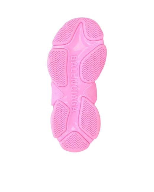 Balenciaga Pink Thick-Soled Lace-Up Sneakers