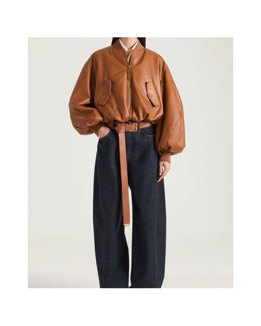 Givenchy Brown Cropped Cocoon Bomber Jacket
