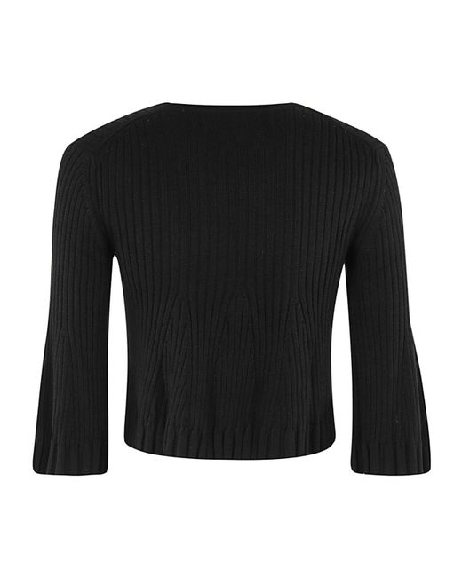 Loulou de Saison Black Ammi Ribbed Knit Top