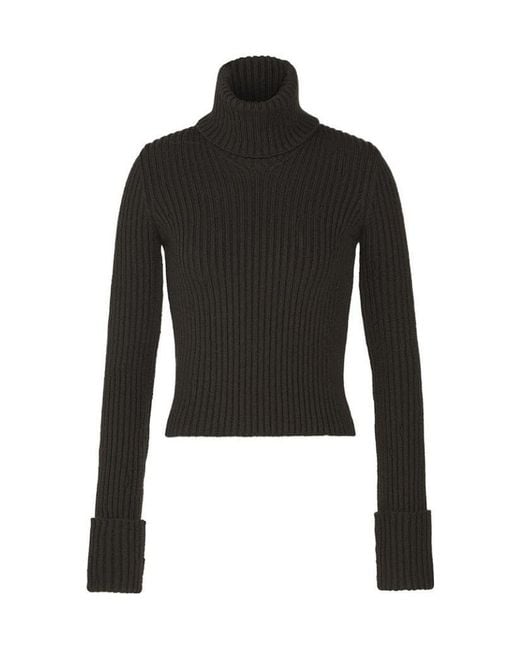 Bottega Veneta Black Rib Knit Turtleneck Jumper