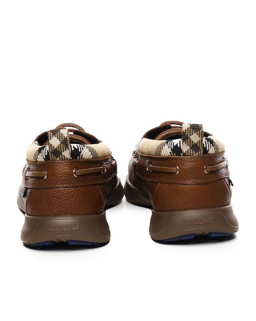 Burberry Brown Checked Lace-Up Loafers for men