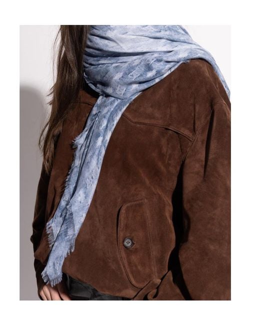 DSquared² Blue Monogram Fringed Scarf