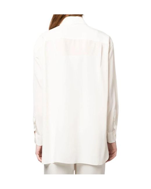 Nili Lotan White Sheer Silk Long-Sleeved Shirt