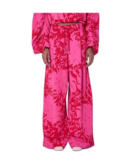 Dries Van Noten Pink Floral Loose Trousers