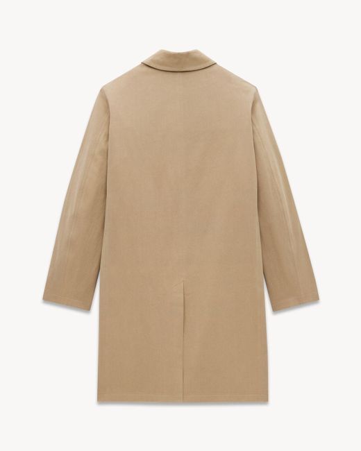 Saint Laurent Natural Knee-Length Long-Sleeved Mackintosh Coat for men