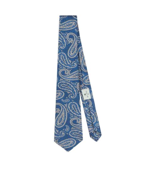 Etro Blue Silk Jacquard Tie With Paisley Motif for men