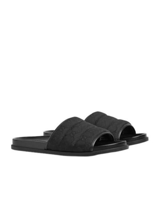 Gucci Black Padded Gg Sandals for men