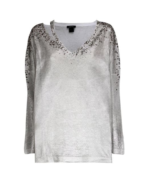 Avant Toi Gray Lurex-Detail Crystal-Embellished Jumper