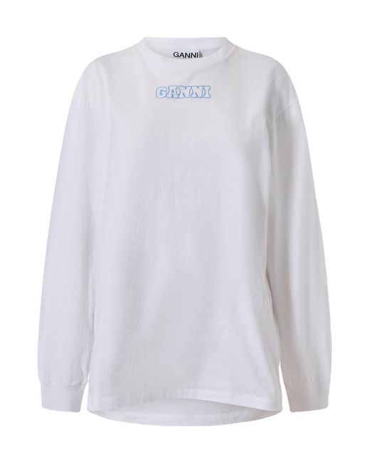 Ganni White Minimalist Versatile Crew Neck Sweatshirt