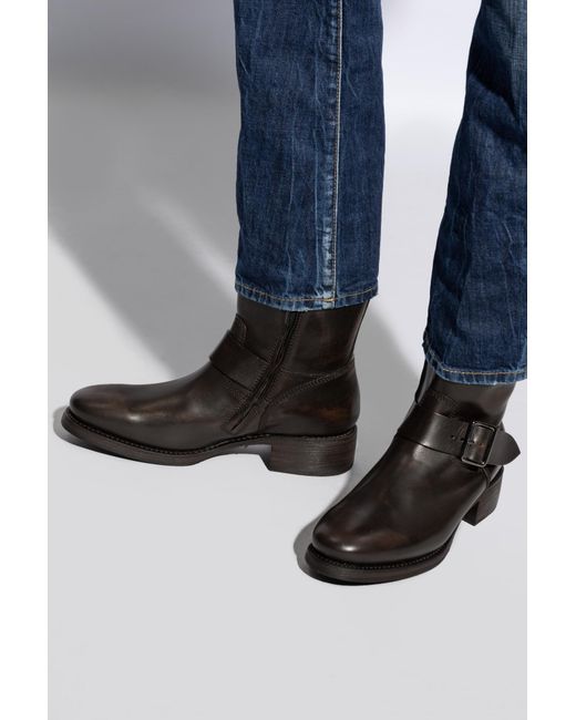 DSquared² Black Buckle Ankle Boots for men