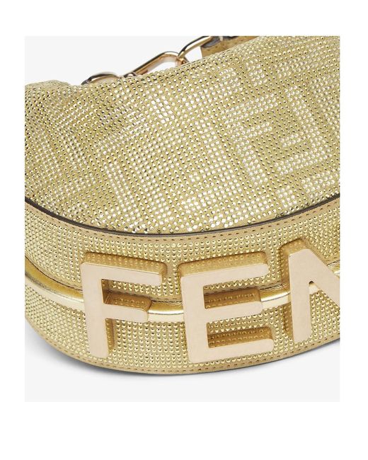 Fendi Metallic Champagne-Coloured Suede Mini-Bag With Ff