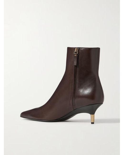 Khaite Brown Bella Leather Ankle Boots