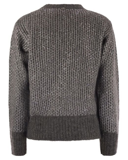 Herno Gray Sequined Sweater