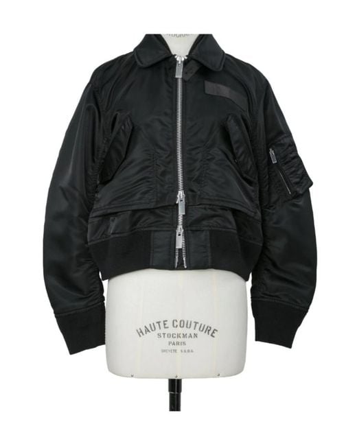 Sacai Black Double-Zip Bomber Jacket
