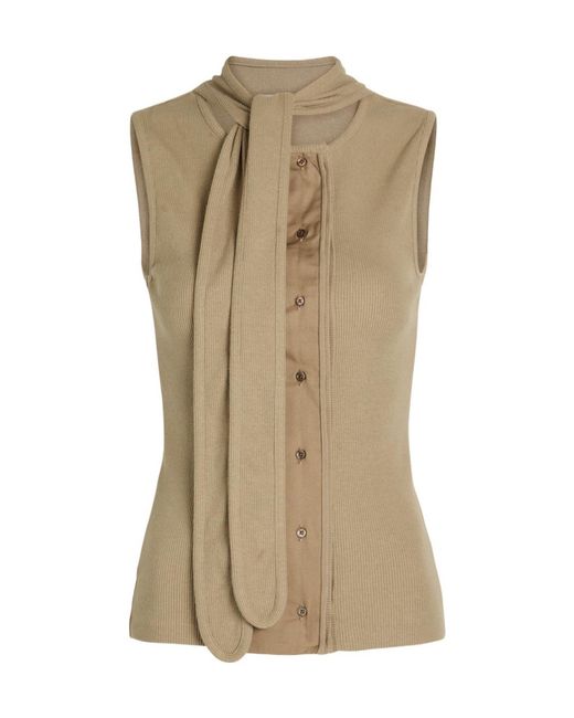 Lemaire Natural Scarf-Effect Cotton-Blend Top