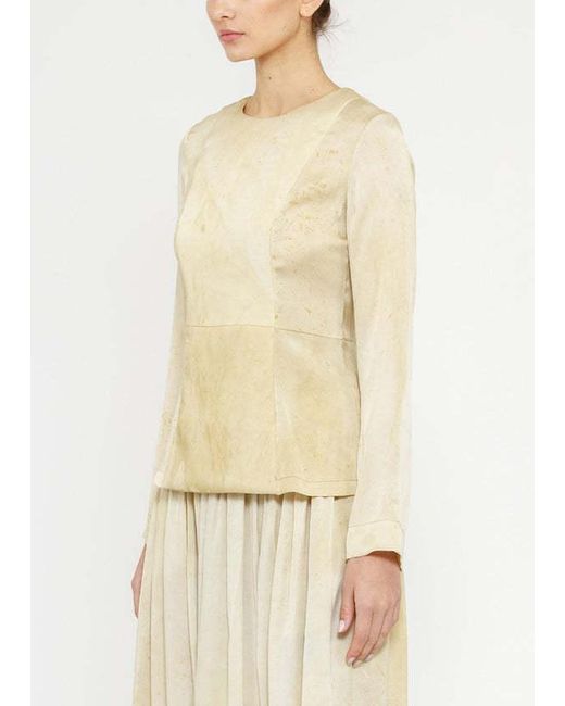 Uma Wang Natural Button-Down Round Neck Blouse