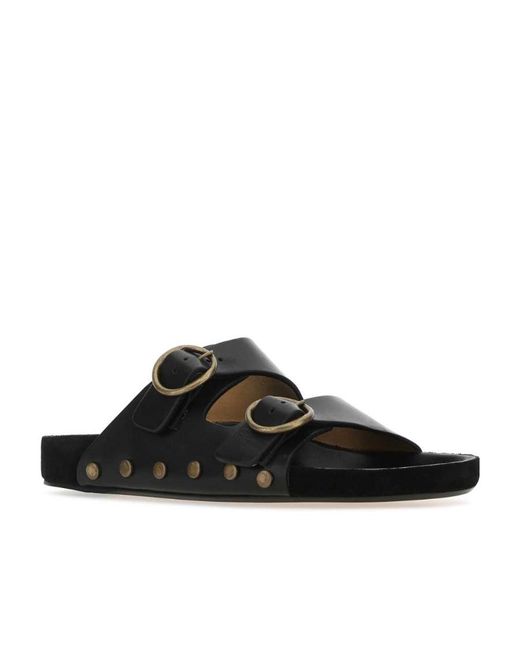 Isabel Marant Black Stud-Embellished Buckled Sandals