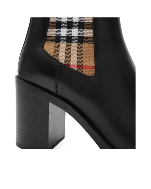 Burberry Black Leather Hampstead Heel Boots