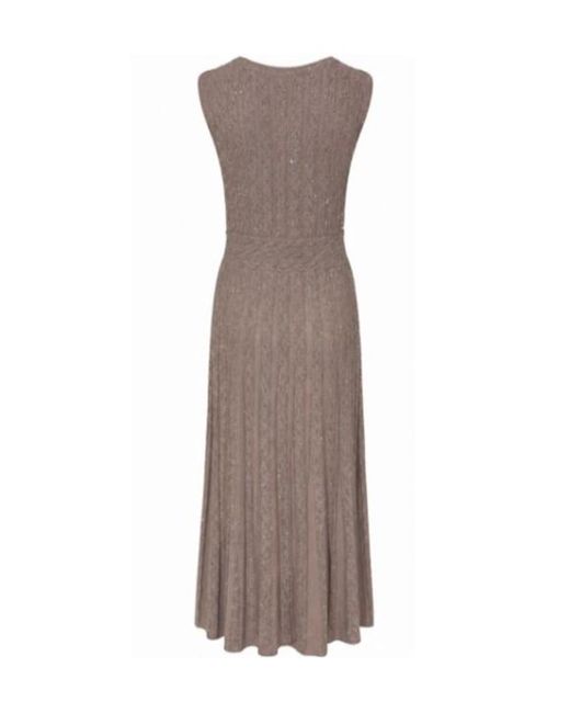 D.exterior Brown V-Neck Dress
