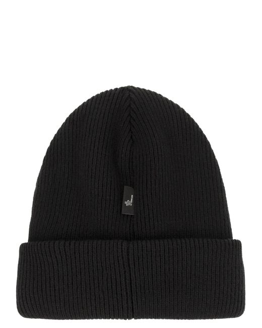 Moncler Black Grenoble Logo Embroidered Knitted Beanie for men