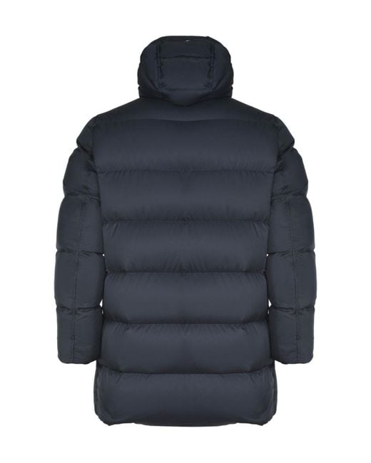 Herno Blue Long-Sleeved Hooded Down Jacket for men