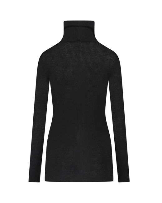 Rick Owens Black Ribbed Turtleneck Knitted Top