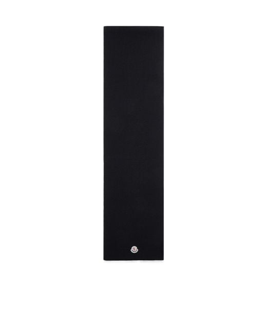 Moncler Black Logo Patch Ribbed Scarf for men