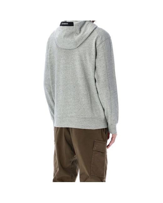 C P Company Gray Diagonal Fleece Lens Hoodie for men