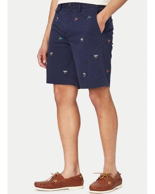 Polo Ralph Lauren Blue Embroidered Cotton Shorts for men