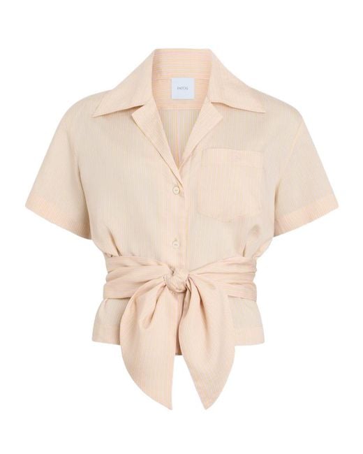 Patou Natural Knotted Striped-Pattern Shirt