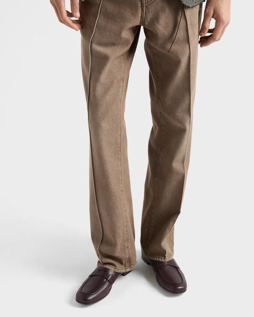 Prada Brown Leather Loafers for men