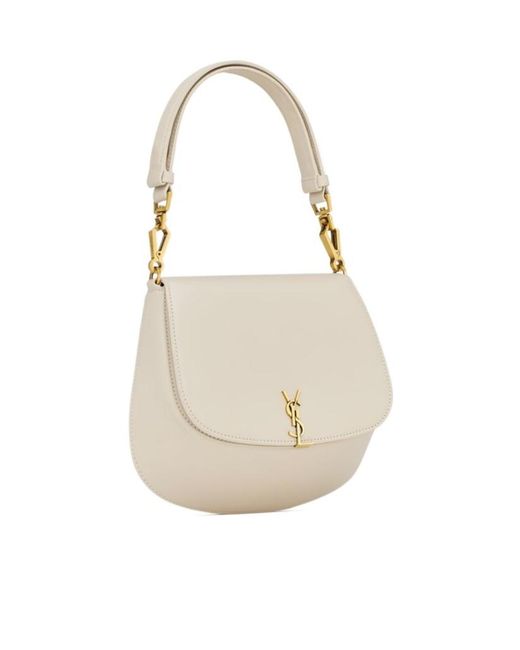 Saint Laurent White Voltaire Logo Plaque Top Handle Bag