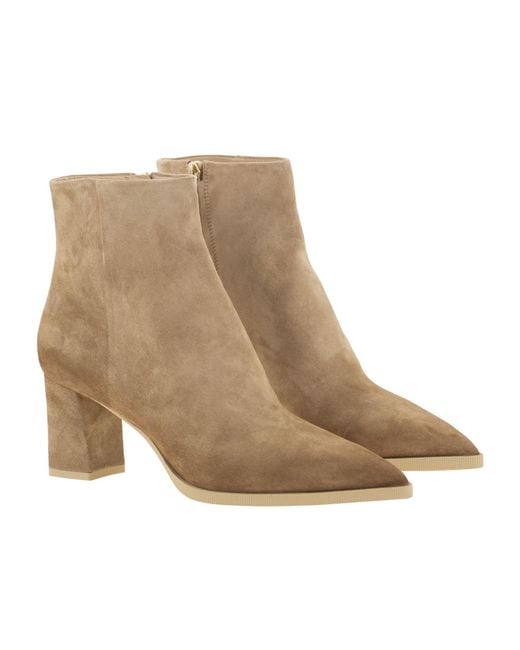 Santoni Natural Mid Heel Ankle Boots