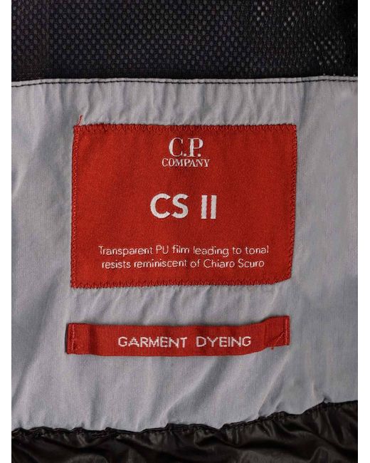 C P Company Black Lens-Detailed Hooded Zip-Up Jacket for men