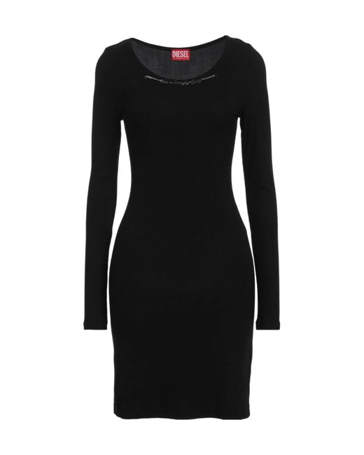 DIESEL Black Solid Color Flare Dress