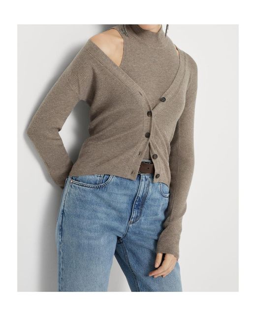 Brunello Cucinelli Blue V-Neck Cardigan